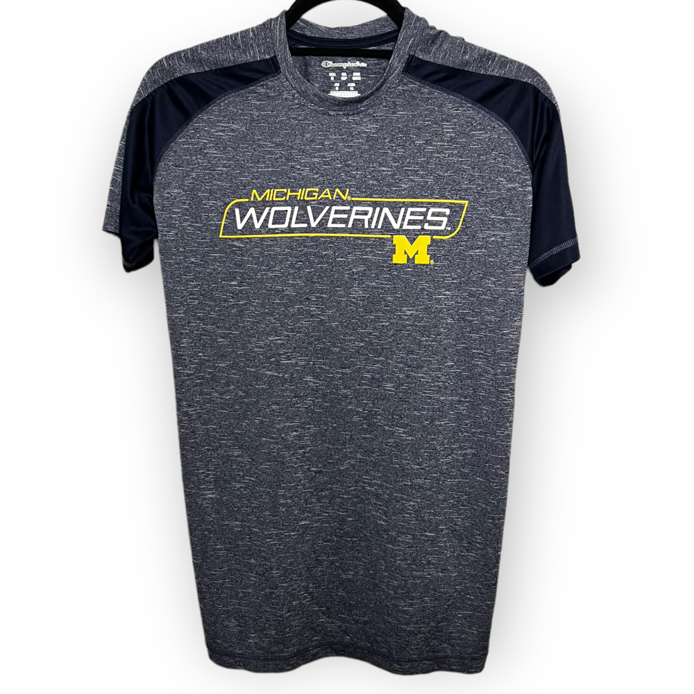 Champion Elite University of Michigan Heather Blue, White & Gold T-Shirt Sz S